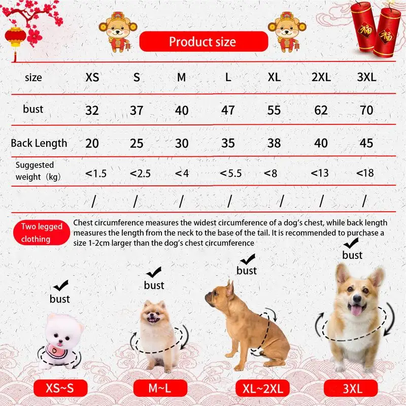 Bordado Dragão Robe para Pet, Robe Espessado, Roupas Confortáveis, Boa Sorte, Festival da Primavera, Novo Chinês, Inverno