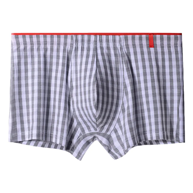 Men's Fashionable Trunks Skin Friendly Cotton Breathable Boxer Shorts Personalized Checkered Teenagers Mid Waist Sports Panties