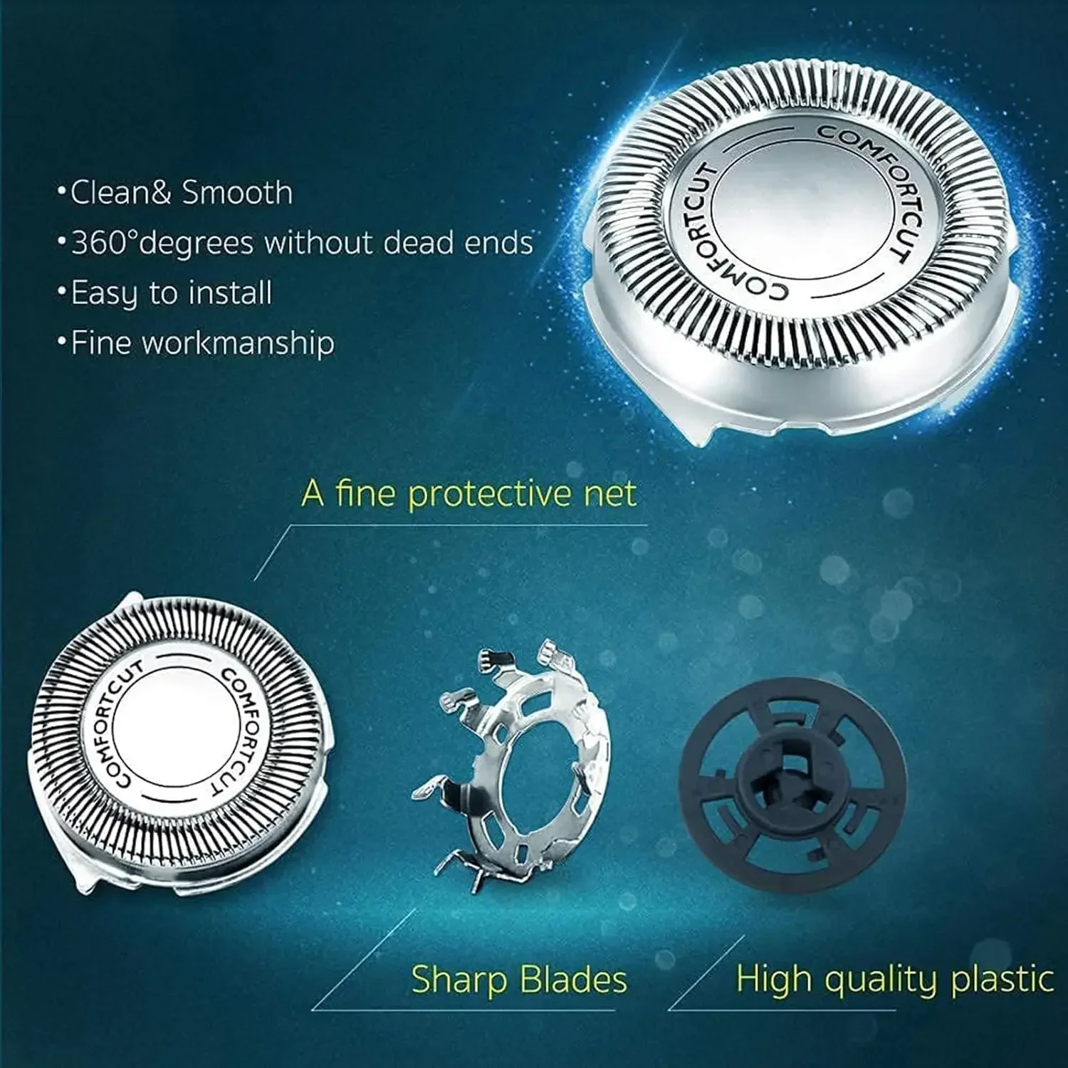 SH30 Replacement Heads for Philips Norelco Series 3000, 2000, 1000 Shavers and S738 Click and Style, ComfortCut Shaving Heads