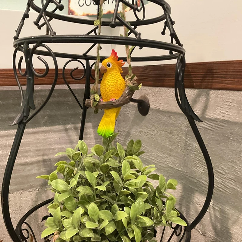 

2Pc Resin Bird Statue Decor Cute Parrot Sculpture Home Decor,Outdoor Indoor Figurine Ornaments for Garden Tree Terrace Lawn Yard