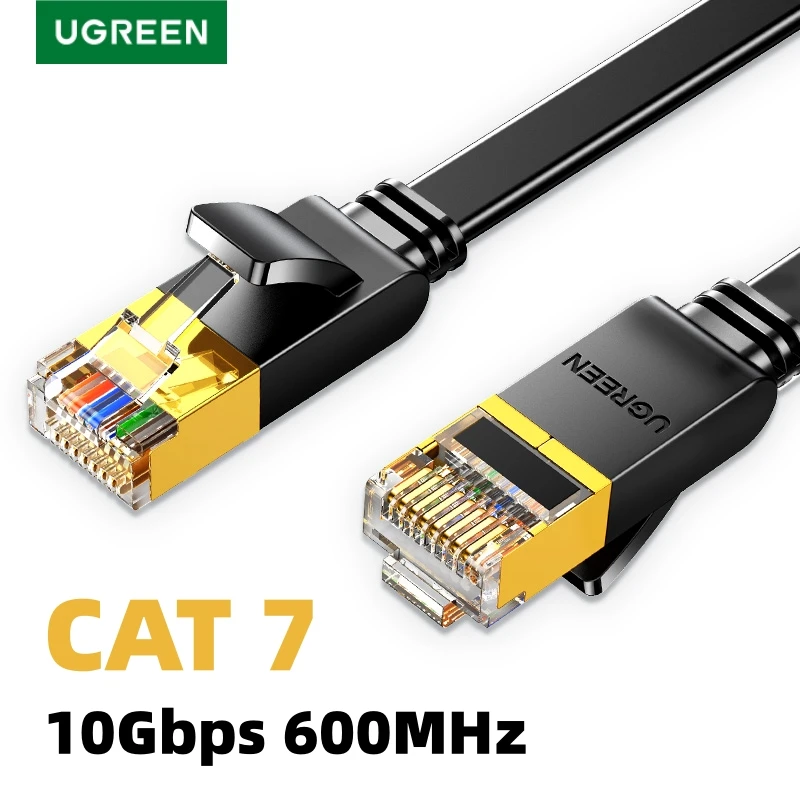 UGREEN Cat 7 Ethernet Cable Flat Cat7 High Speed Flat Gigabit RJ45 LAN Cable 10Gbps Network Cable Patch Code for Router Ethernet