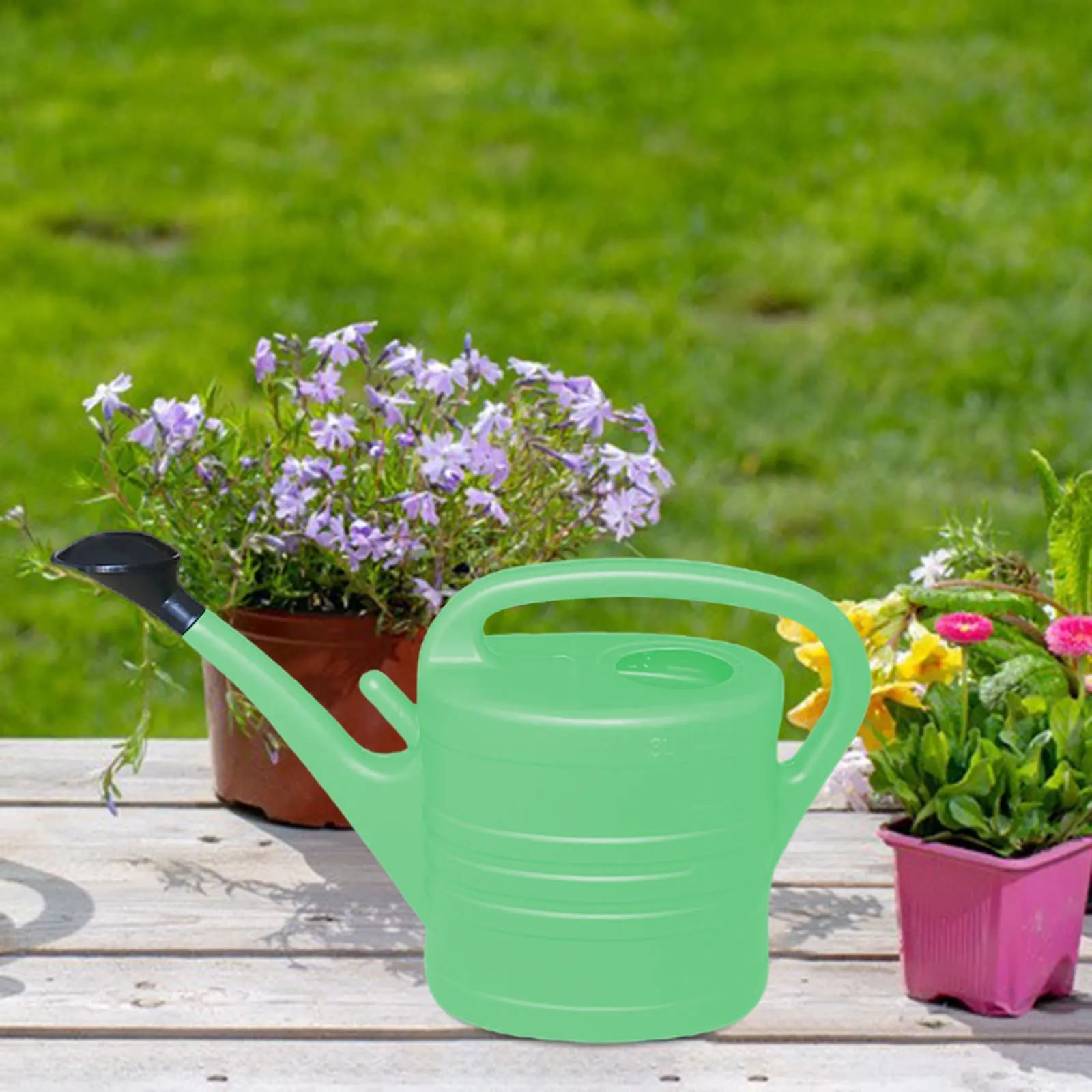 Regadera de jardín con mango de boca larga, maceta rociadora de riego de gran capacidad de 3/5L para plantas de flores de interior y exterior