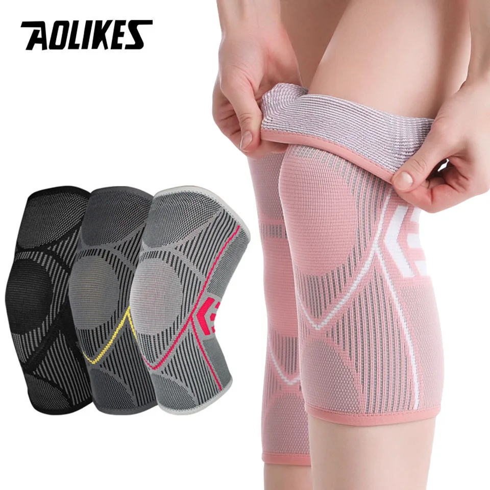 AOLIKES 1PCS Knee Support Nylon Sports Fitness Compression Sleeves Kneepads for Arthritis Joint Cycling Running Basketball