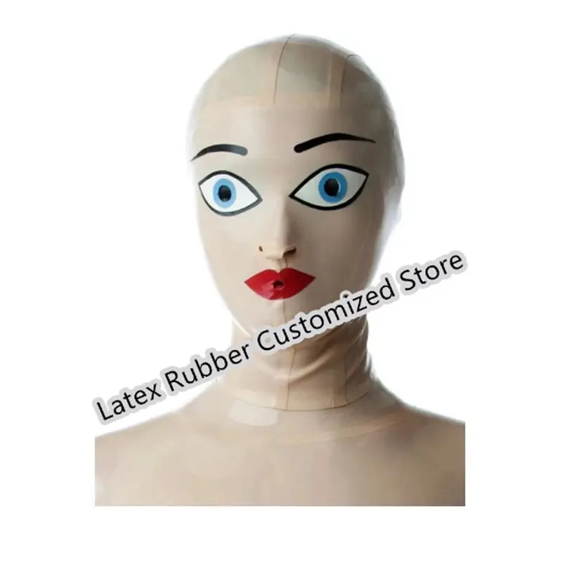 

Handmade interesting latex masks Full Cover Latex Hood Handmade Cosplay Maid Mask Rubber Club Wear Costume