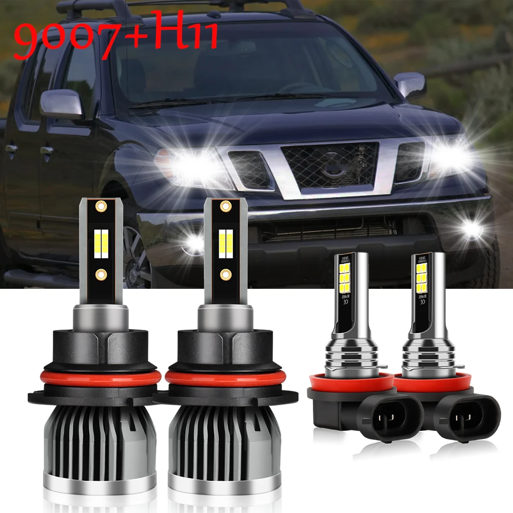 

4x Hi/Lo LED Headlight + Fog Light Bulbs Kit For Nissan Xterra 2005-2015 For Frontier 2005-2013 2014 2016 2017 2018 2019 2020