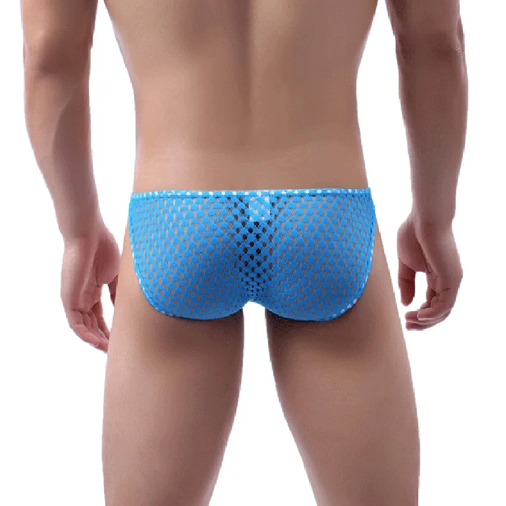 

Male Briefs Underwear Thongs Ultra-thin Underpants Breathable Fishnet G String Hollow Out Mesh Panties Comfy Fashion
