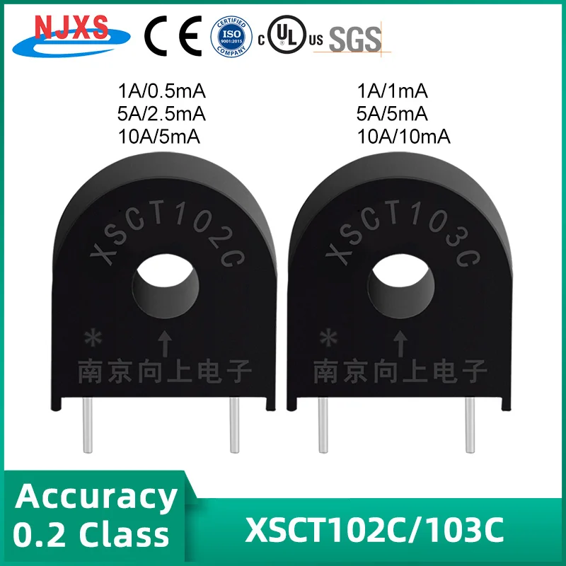 NJXSE XSCT103C XSCT102C Current Transformer Pin PCB Mount 1A 5A 10A CT Factory Price 5A/5mA 5A/2.5mA Measure Current Transformer