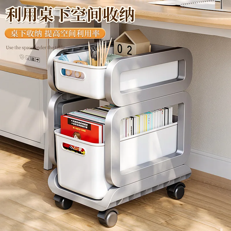 Movable Trolley Book Storage Rack Student Home Multi-layer Backpack Storage Cabinet Under The Desk Backpack Storage Stand
