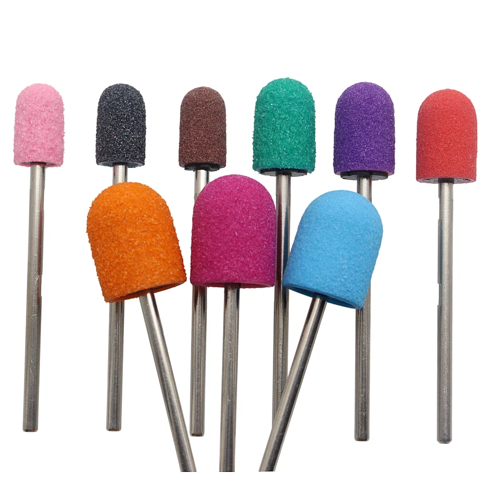 3Pcs Nail Sanding Cap Drill Bit Set Mixed Grit Grinding Polishing Heads 5mm 7mm 10mm for Electric Manicure Tool