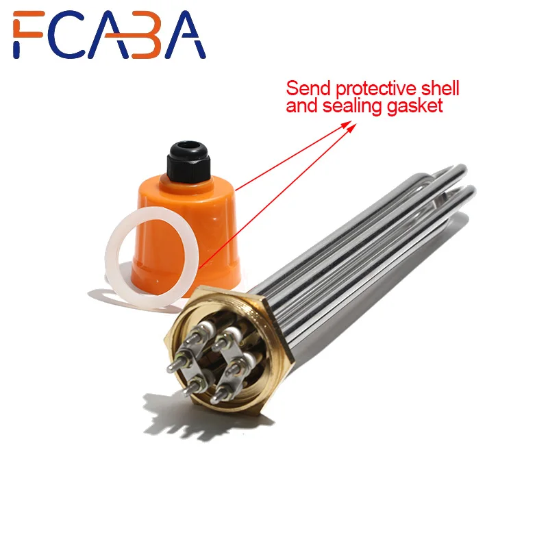 FCABA 220/380V Copper Thread Flange Immersion Tubular Heater 3000W/4500W/6000W/9000W/12000W DN32 DN40 DN50 For Water Boiler/Tank