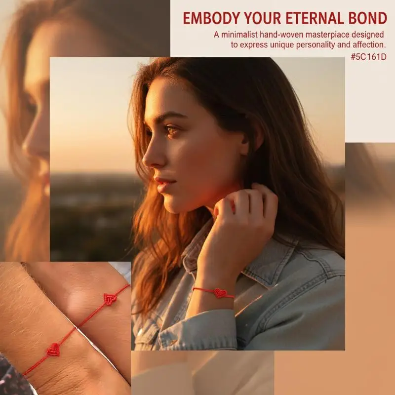 1 Stück Herz-Armband Boho Verstellbares Paar-Armband Freundschafts-Geflechtarmband – Detail 6