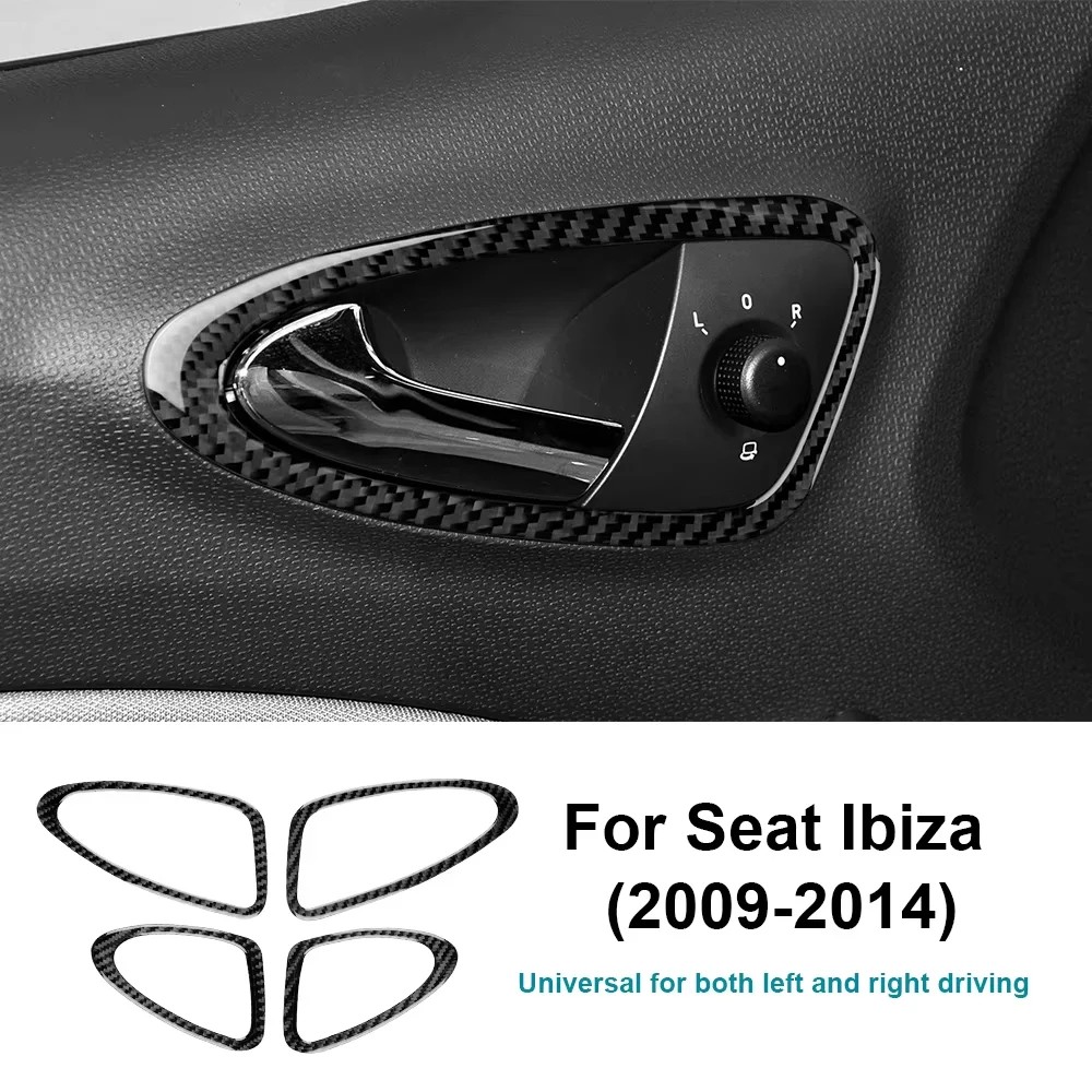 

4 шт., наклейка из настоящего мягкого углеродного волокна для Seat Ibiza 6j 2009 2010 2011 2012 2013 2014, аксессуары для внутренней дверной ручки автомобиля