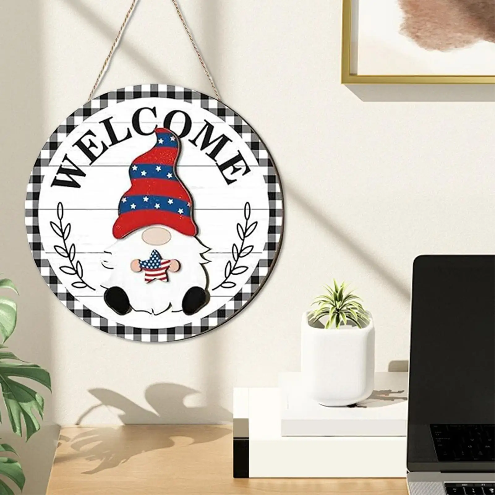 Gnome Door Sign Interchangeable Design Magnet Pieces Halloween Gnome Welcome Sign Home Front Door Christmas Party Decorations