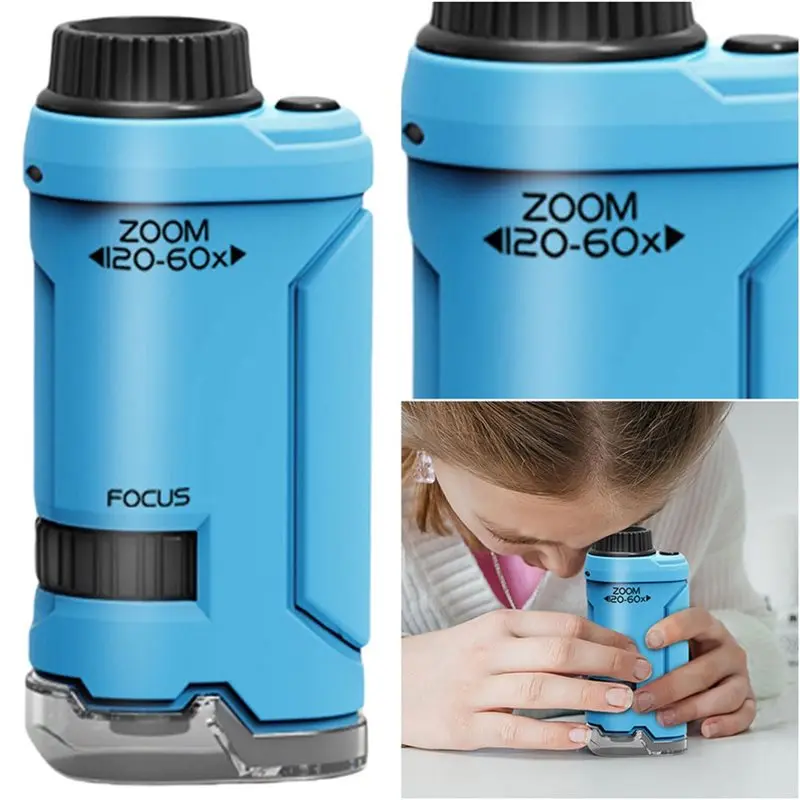 LLCS-60-120X Portable Microscope With LED Light Handheld Microscope Little Scientist Microscope Science For Kids
