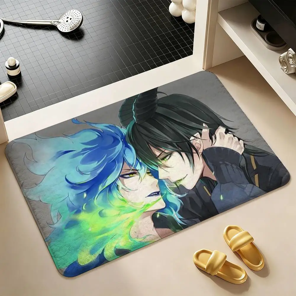 T-Twisted Wonderland Malleus Idia  Shower Room Absorbent Small Floor Mat Soft Comfortable Decorative Foot Mat