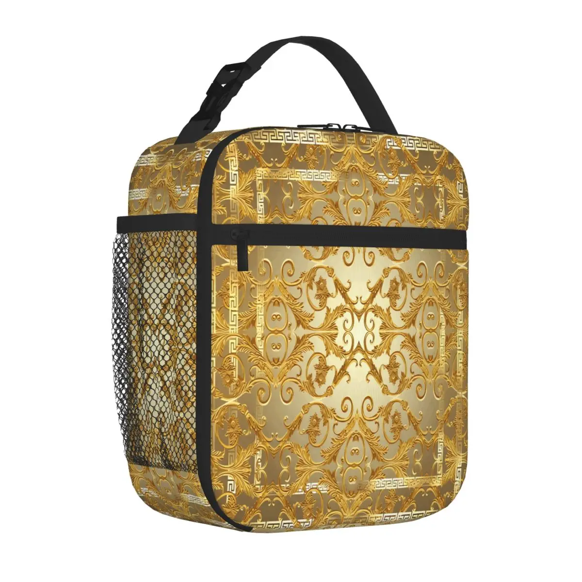 Bestselling Greek Keys 4 Golden Baroque Style Multi Pocket Carry Lunch Bag Yard Party Food Cooler Bag