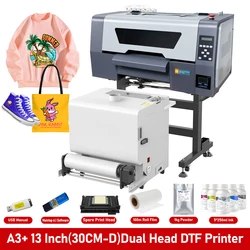 For Dual Epson XP600 Printhead A3 DTF Printer with Powder Shaker T shirt Printing Machine Direct to Film DTF Printer 13 Inch