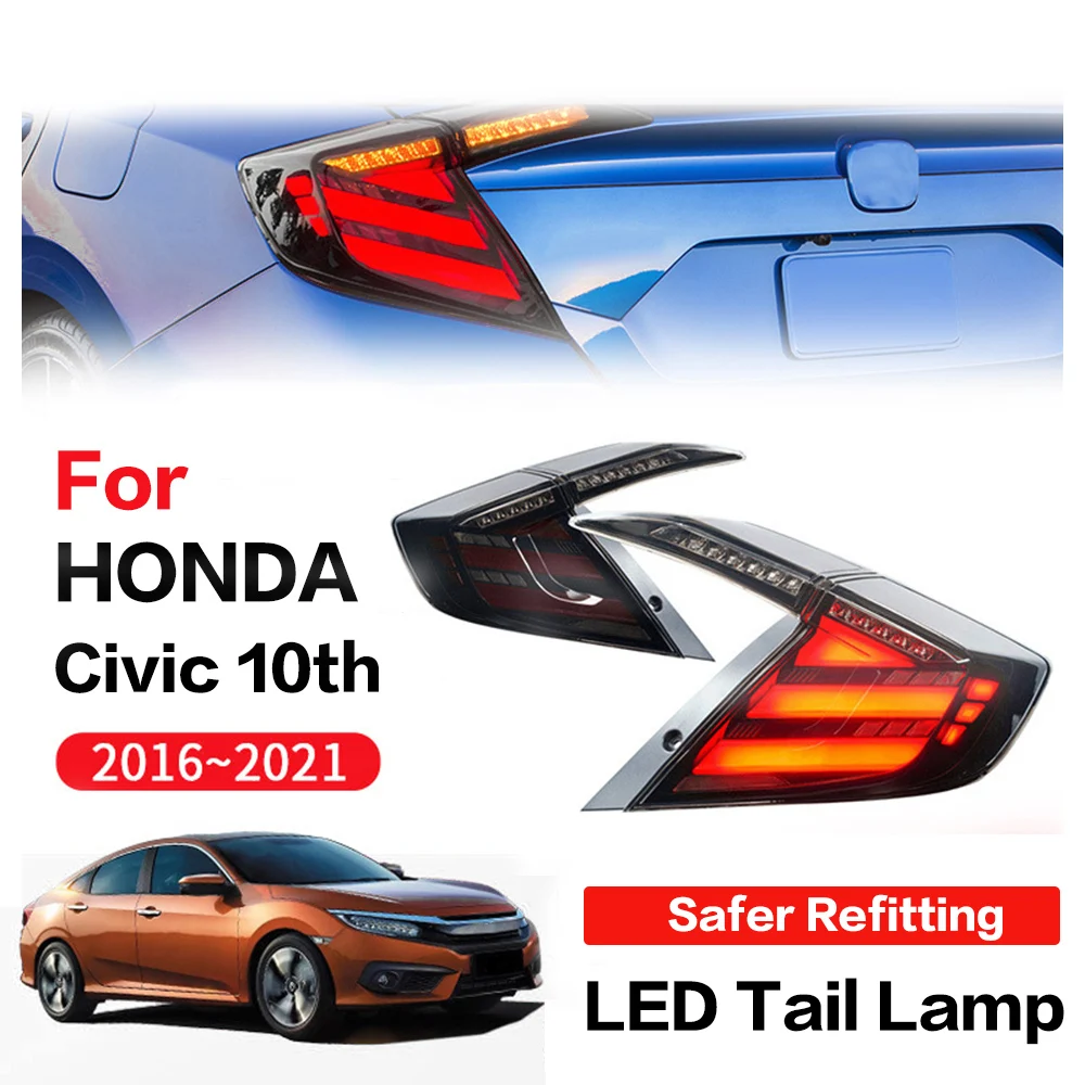 

For Honda's 10th generation Civic 3-compartment 2016-2021 LED Tail Lamp Assembly Unlimited Retrofit Auto Accessories DRL