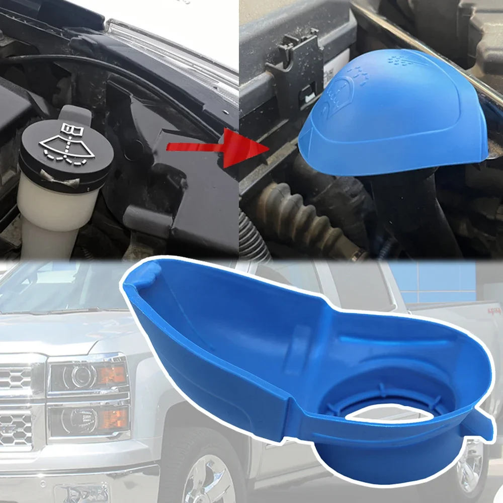 Car Wiper Washer Funnel Tank Fluid Filler Cap Screen Wash Cover For Chevrolet Silverado 1500 2500 3500 2015 - 2020 GMC Sierra