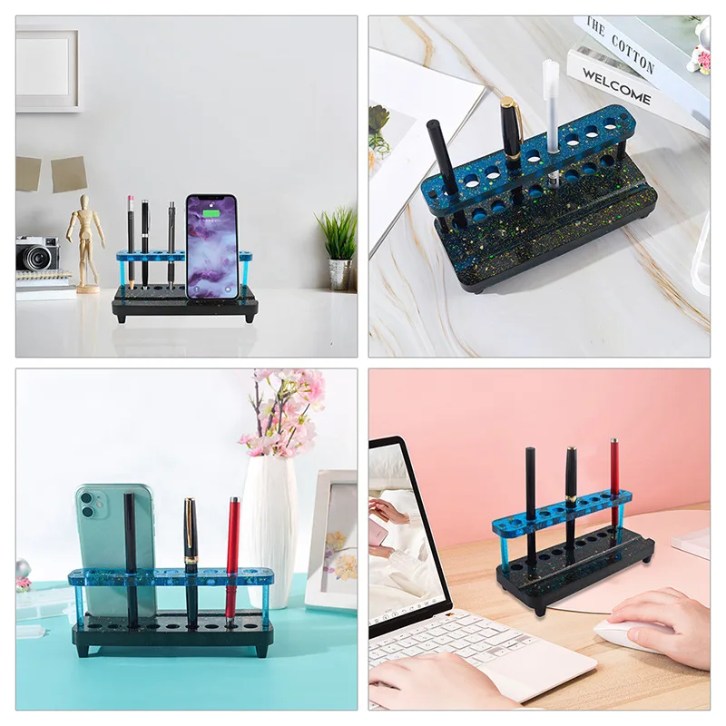 Pen Holder Mold Epoxy Resin Mold Phone Bracket Mobile Stand Silicone Mold Diy Home Office Crafts Jewelry Making Casting Tools