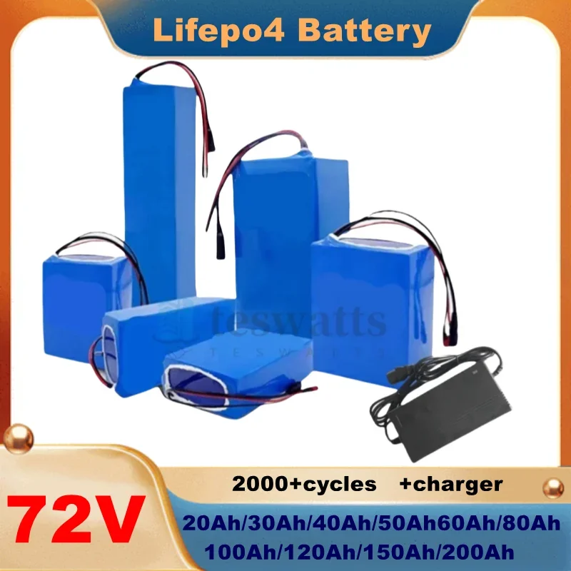 

batterie au 72V 20Ah 30Ah 40Ah 50Ah 60Ah 80Ah 100Ah 120Ah 150Ah 200Ah Lifepo4lithium avec BMS pour moteur 72V 2KW 3KW 5KW