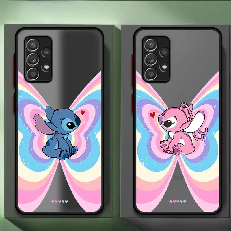 phone cases for Samsung Galaxy A24 case A33 A52s A12 5G A35 A53 A32 A13 A14 A15 Luxury Cover fundas Cute Stitch Angel Butterfly