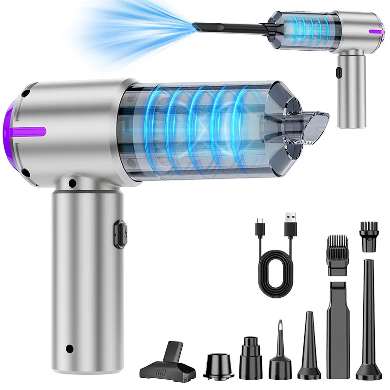 Portable Wireless Car Vacuum Cleaner Pistol-Style Design High-Power Air Extraction for Both Car and Home Use Removes Pet Hair