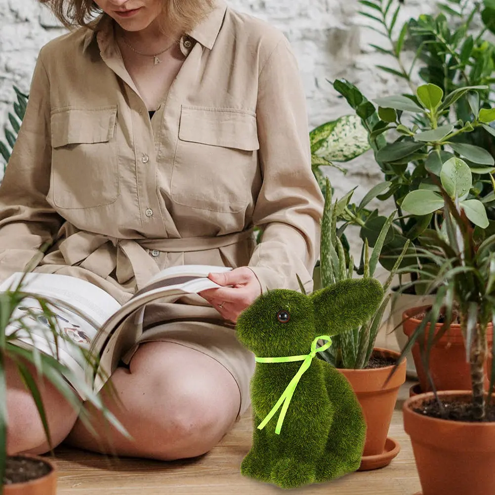 

2Pcs Flocking Rabbit Statue Easy Clean No Water Needed Easter Garden Craft for Home Yard Spring Decor Flocking Rabbit Crafts