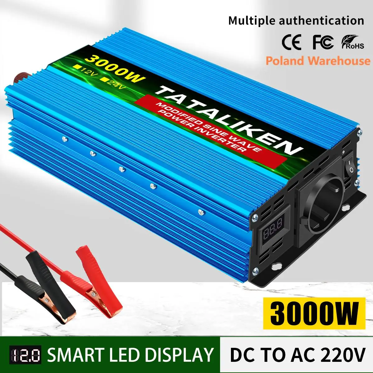 Modified Sine Wave Inverter Converter 600W 1500W 2000W 2500W 3000W 4000W12V 220V 50HZ  LED Voltage Display