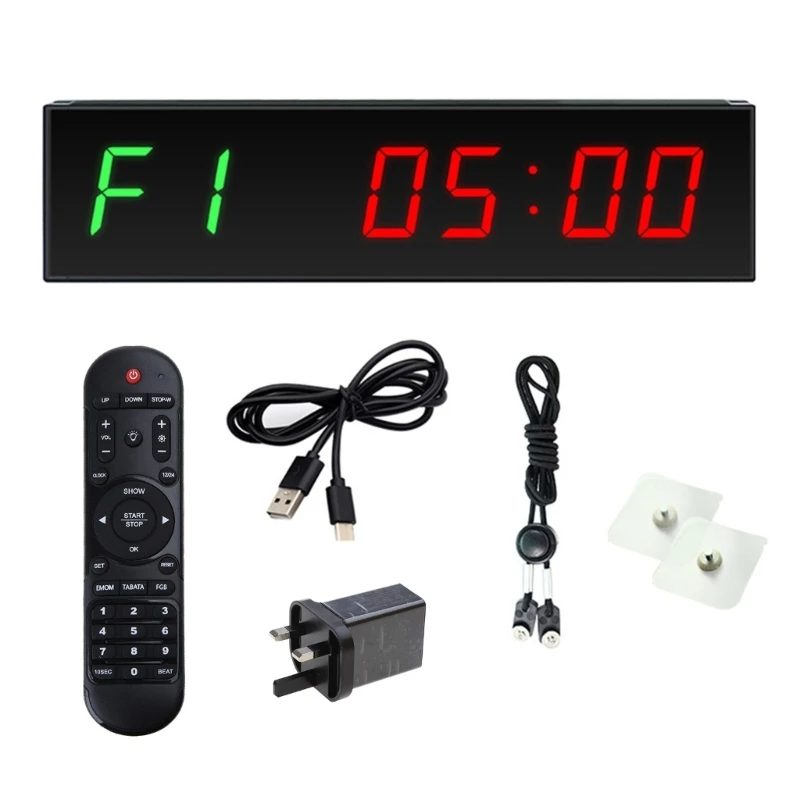 Gym Timer, Interval Clock with Clear LED, Crossfits Timer Countdown/Up Stopwatch