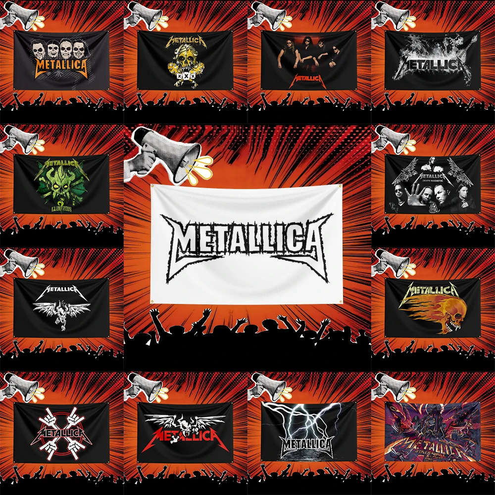 Metallica Inspired Rock Music Flag 3x5 FT Polyester Banner For Bedroom Wall Decor Music Fans Gift