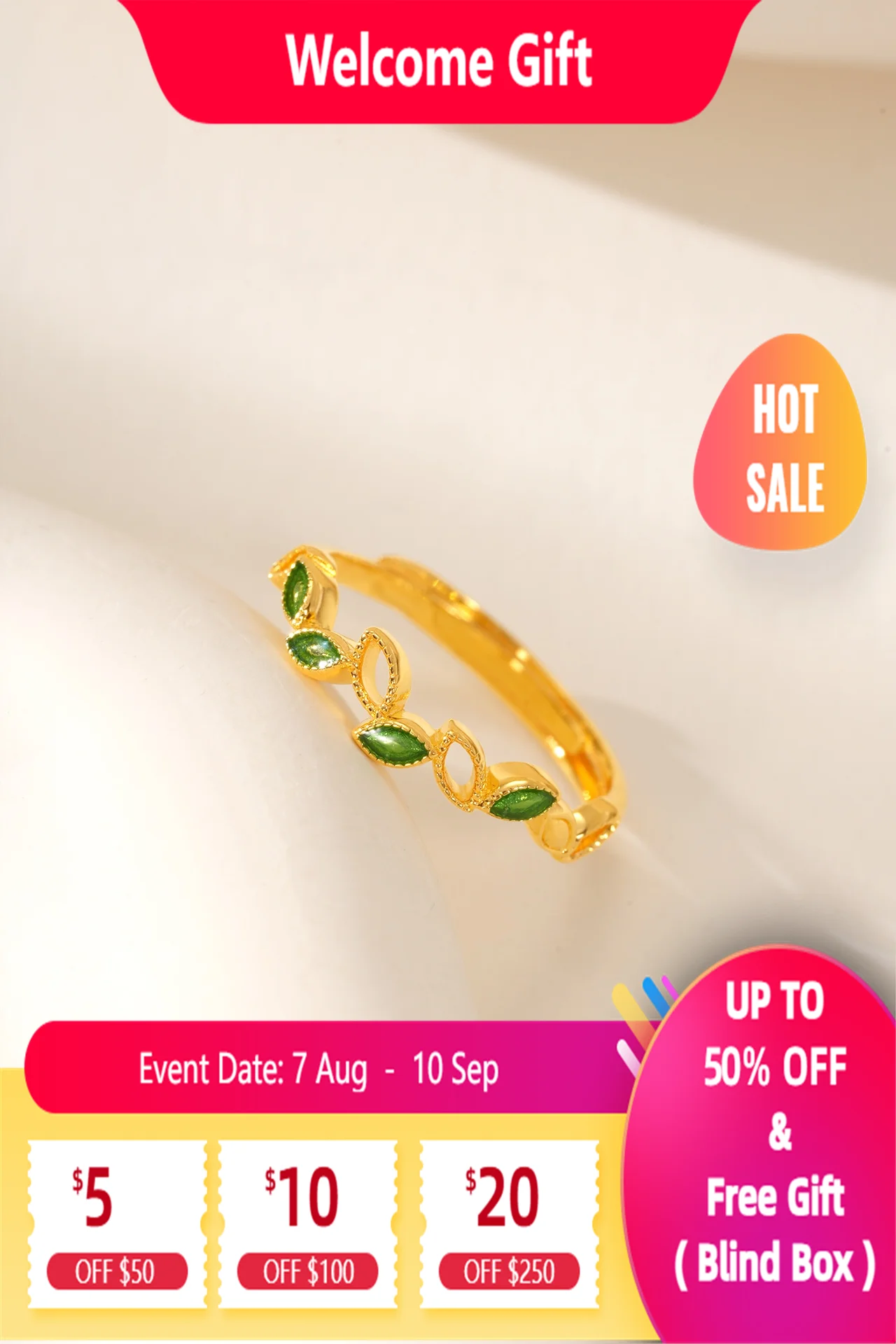 

Lium Gems S925 Sterling Silver 24k Gold Vermeil Olive Leaf Ring Jewelry Unique Gifts for Women Mother Mom Wife