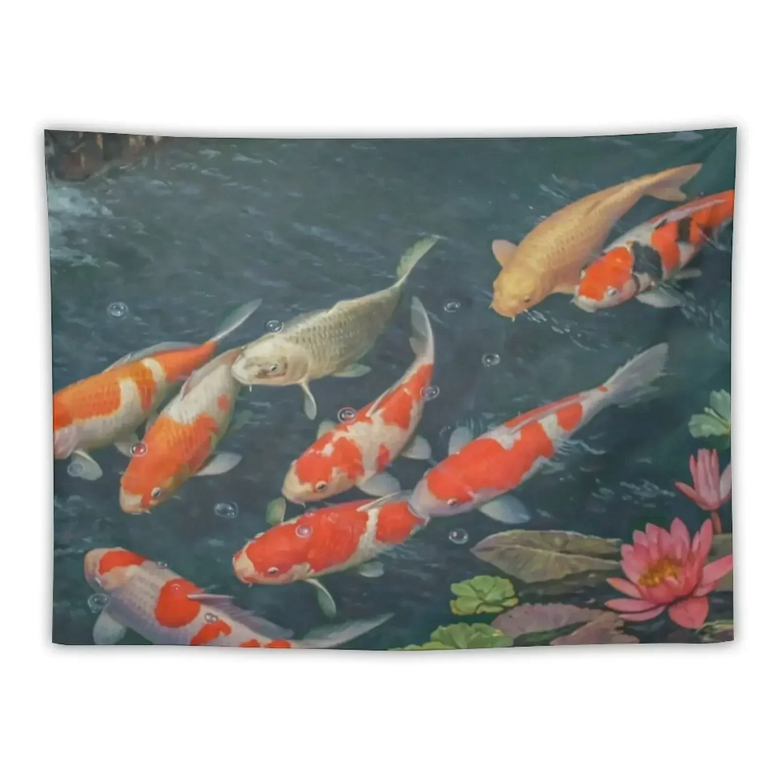 Koi Fish Pond Goldfish Tapestry Japanese Room Decor Aesthetic Room Decor Korean Wallpaper Nordic Home Decor Tapestry