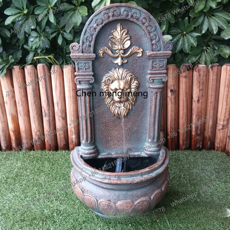 Bronze old lion head indoor and outdoor retro wall-mounted running water fountain ornament