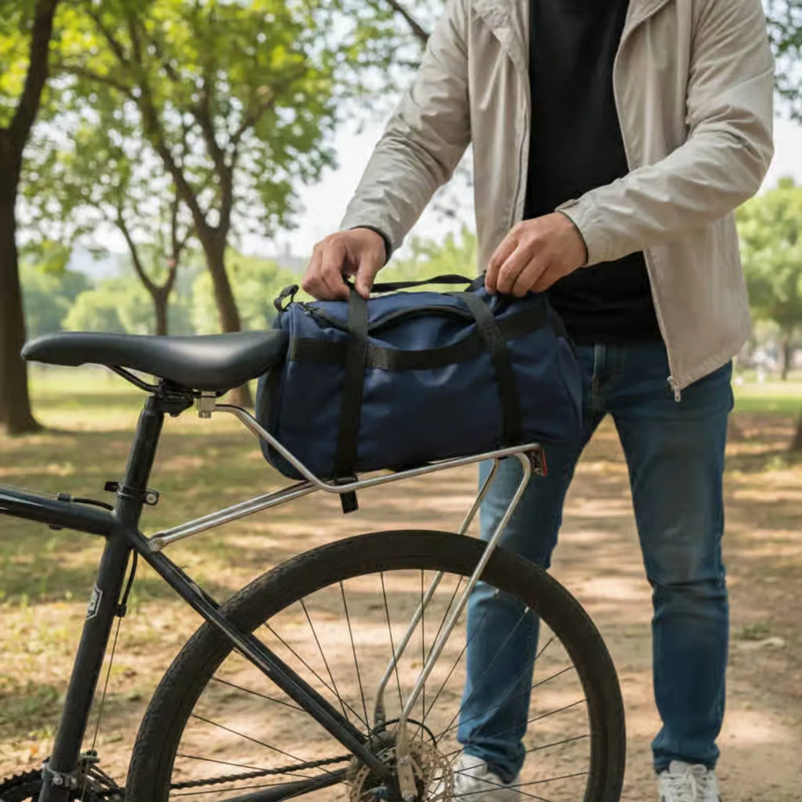 Bike Rear Rack Easy Installation Stainless Steel Rear Rack Seatpost Luggage Carrier Single-Piece Fused Cycle Accessory