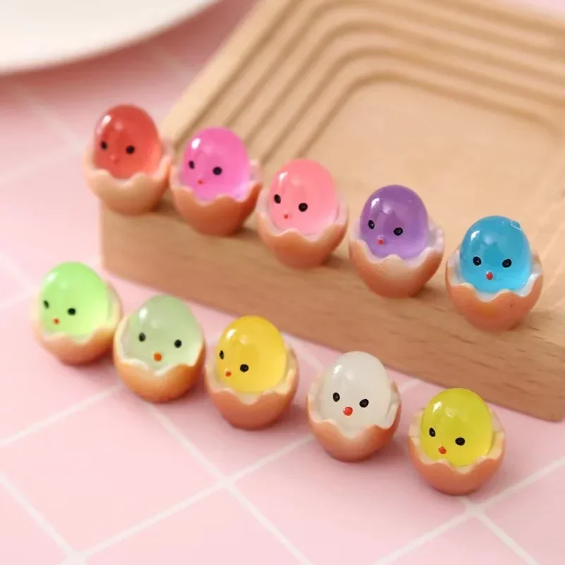 10PCS Luminous Eggs Resin Miniatures Birth Egg Glow At Night Fairy Garden DIY Accessories Mini Figurines Desk Decoration Toys