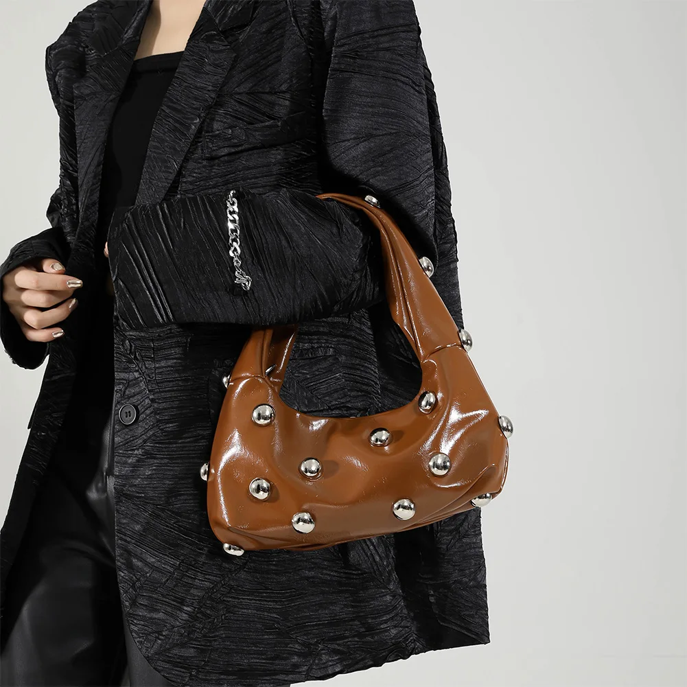 

New Personalized PU Rivet Fashion Shoulder Bags High-end Crossbody Bag Women Handbag Luxury Satchel Small Tote Hobos Bag Gifts