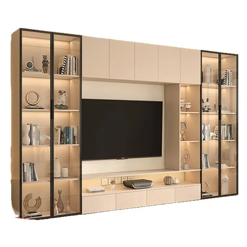 TV cabinet integrated combination light luxury background wall cabinet integrated living room full wall storage cabinet