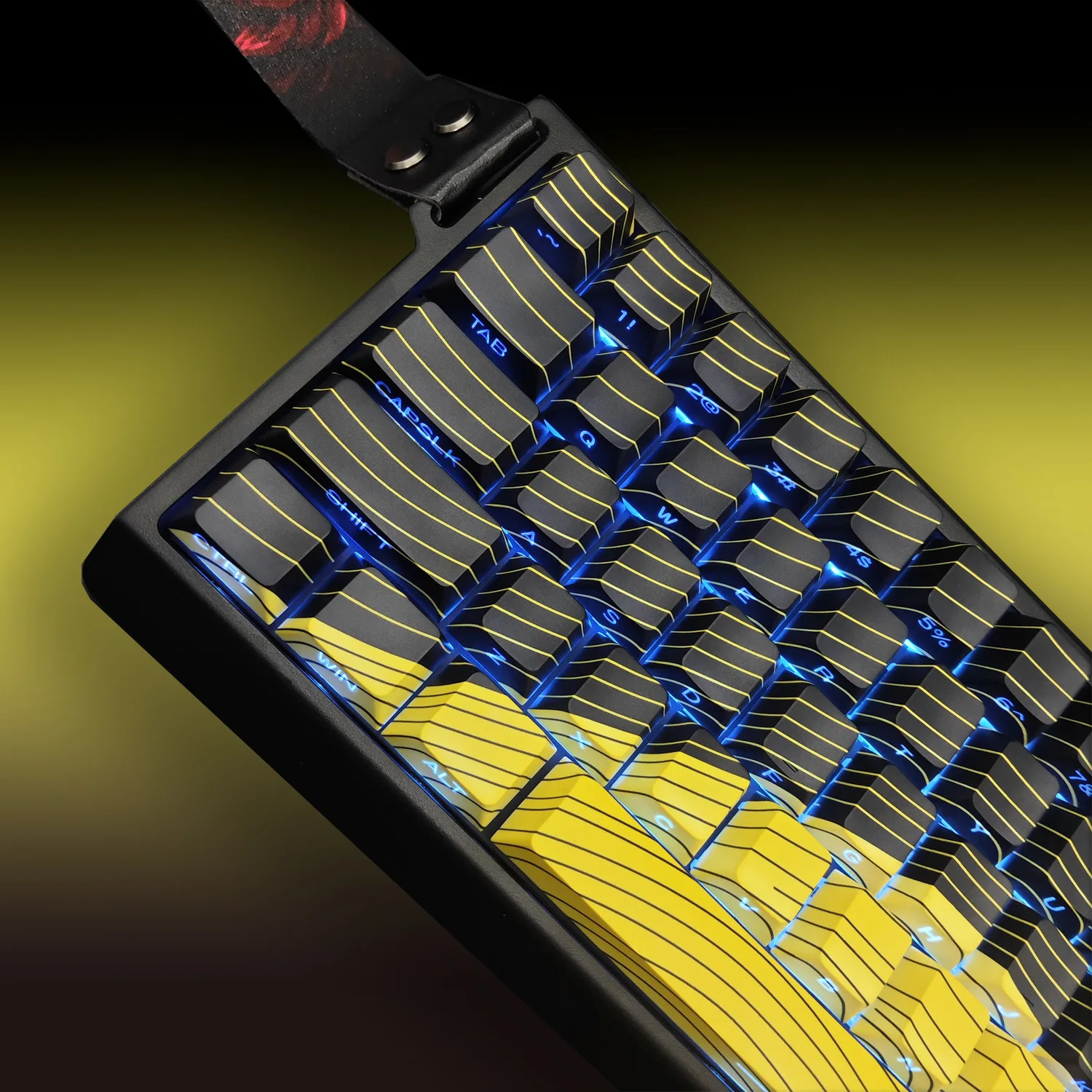 

Cherry Profile Black Yellow Contour Lines Theme Thermal Sublimation Keycaps Set PBT for Mechanical MX Switch Keyboard Peripheral