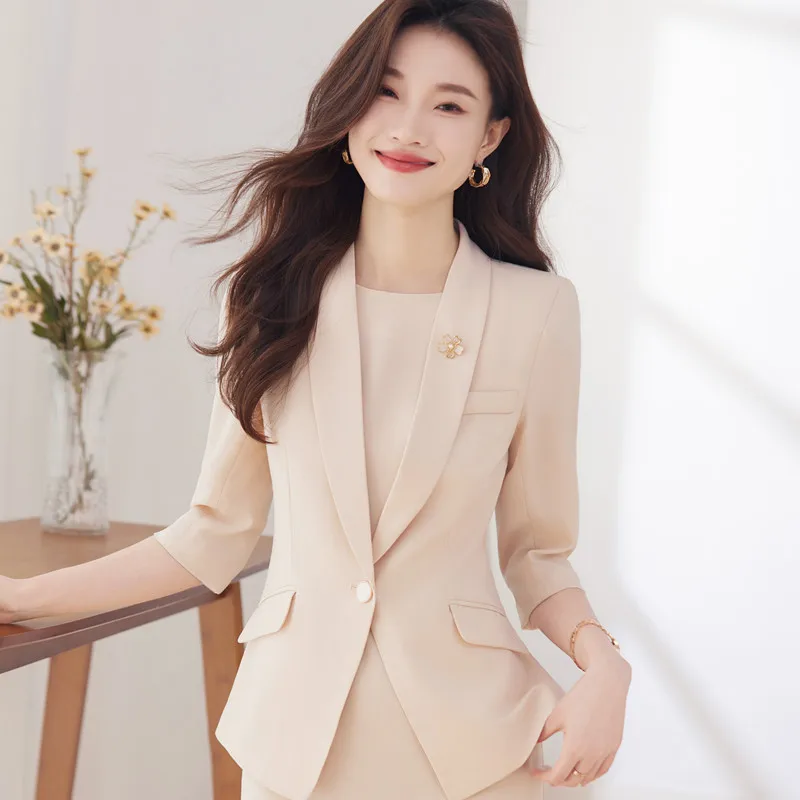 NAVIU Elegant Professional Women Suit Blazer Fashionable Style To Show The Workplace Style Jacket New Ladies Coat Tops Coffee