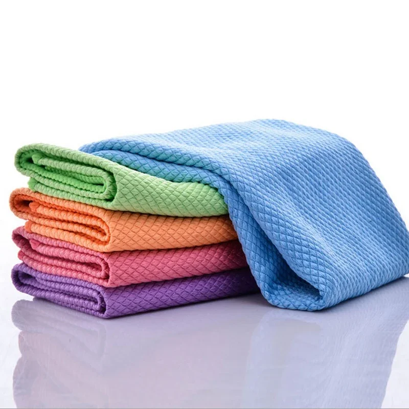 5pcs Microfiber Washing Dish Cloth Cleaning Towel Super Absorbable Window Glass Cleaning Cloth Kitchen Anti-grease Wiping Rags