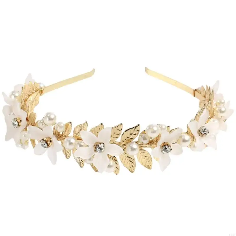 

K1ME Flower&Leaf Hairband Adjust Size Bride Hairband Wedding Show Tiaras