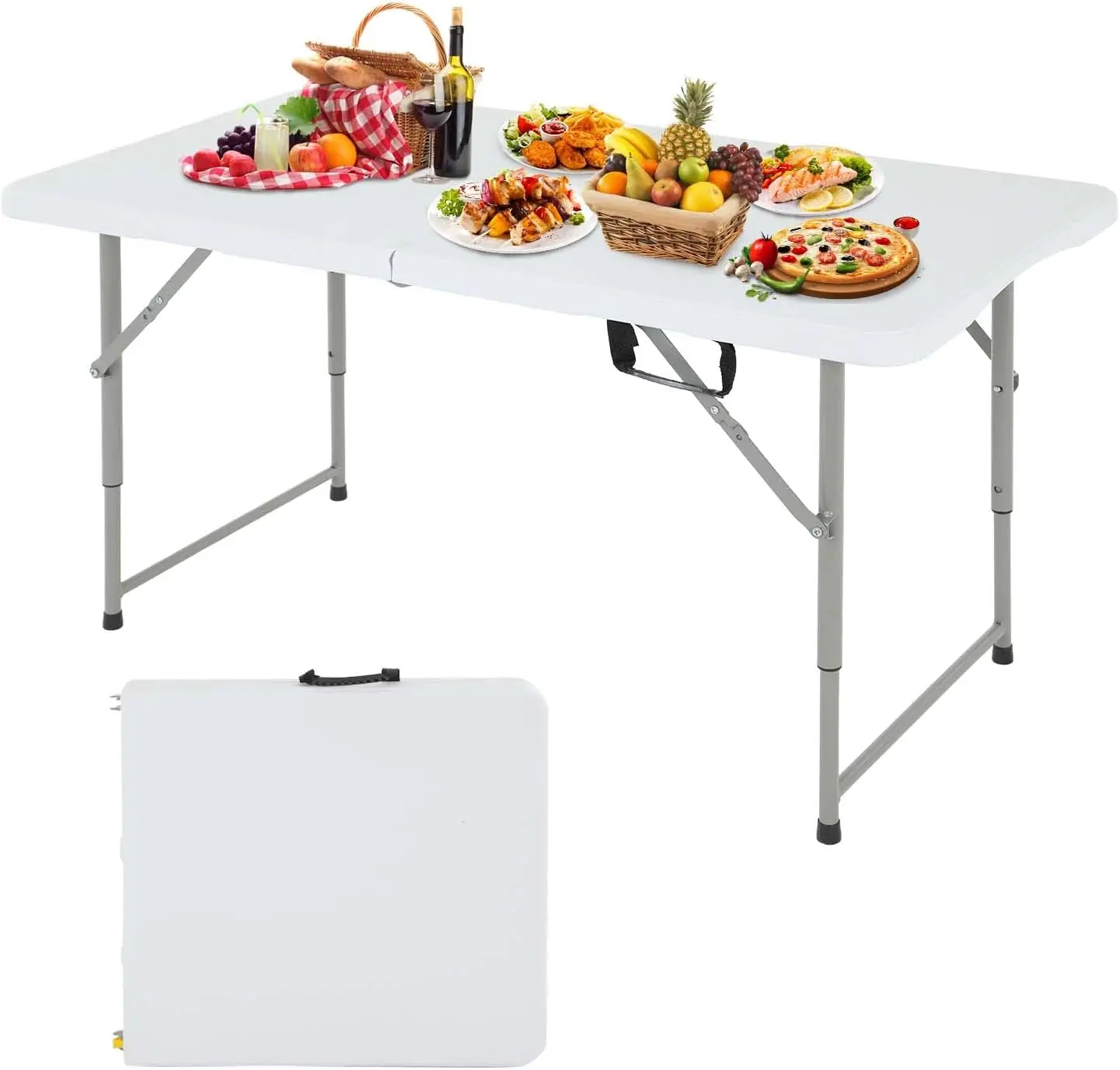 

6FT Folding Table Picnic Camping Table Foldable Outdoor Table for Picnic Party Camping(70 * 29)-White