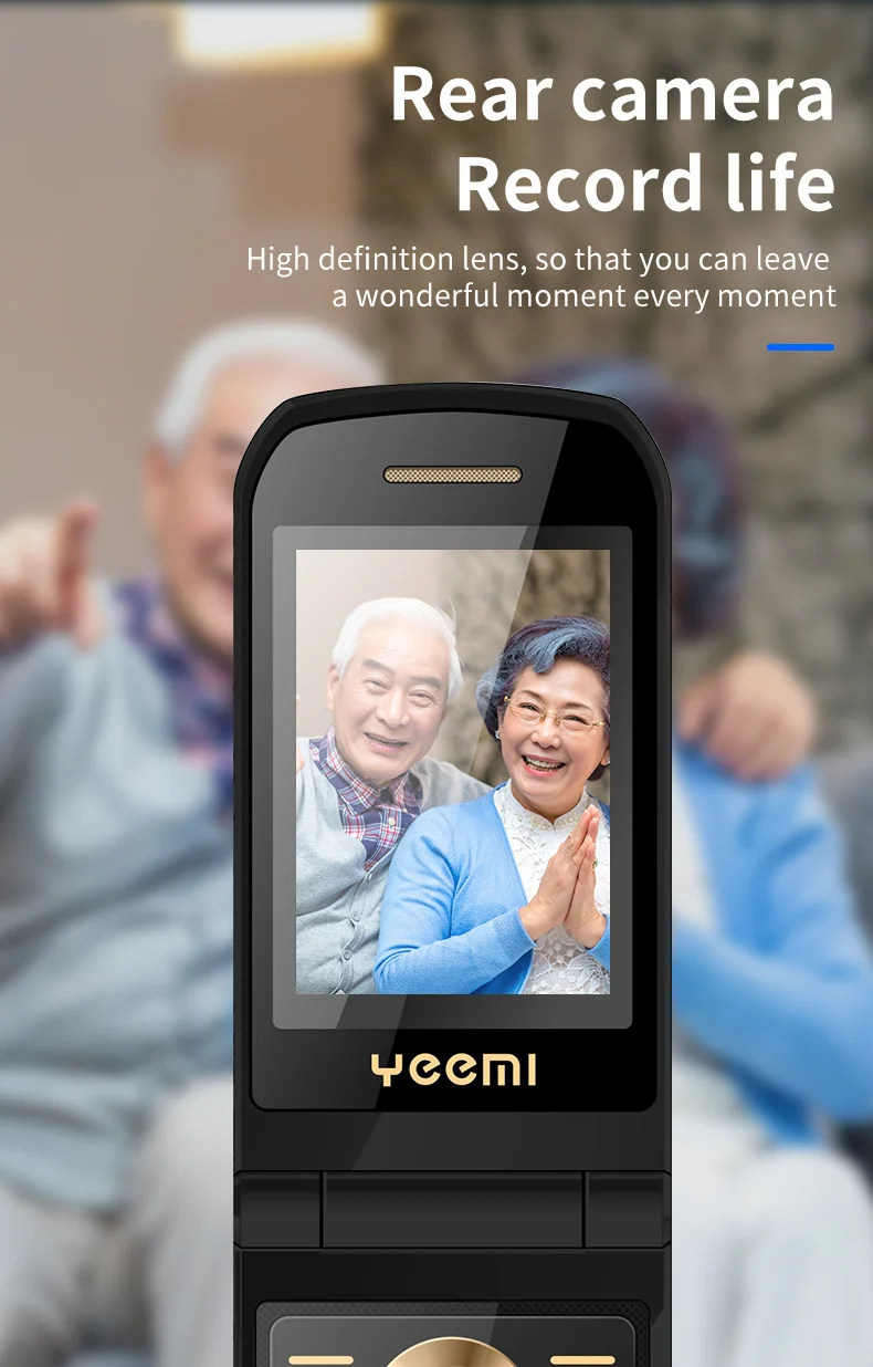 YEEMI K21+ LTE 4G Flip Mobile Phone 2.4'' Screen 1100mAh Large Button Loud Voice For Elderly Cellphone MP3 MP4 SOS LED Light