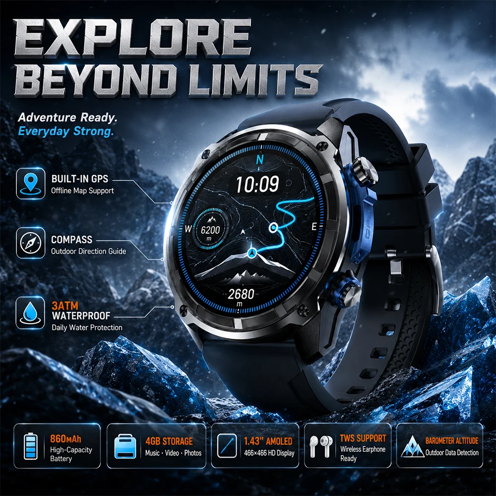 Outdoor Adventure Reservations - นาฬิกาสมาร์ทวอทช์ GPS สำหรับกิจกรรมกลางแจ้ง รุ่นใหม่ ปี 2026