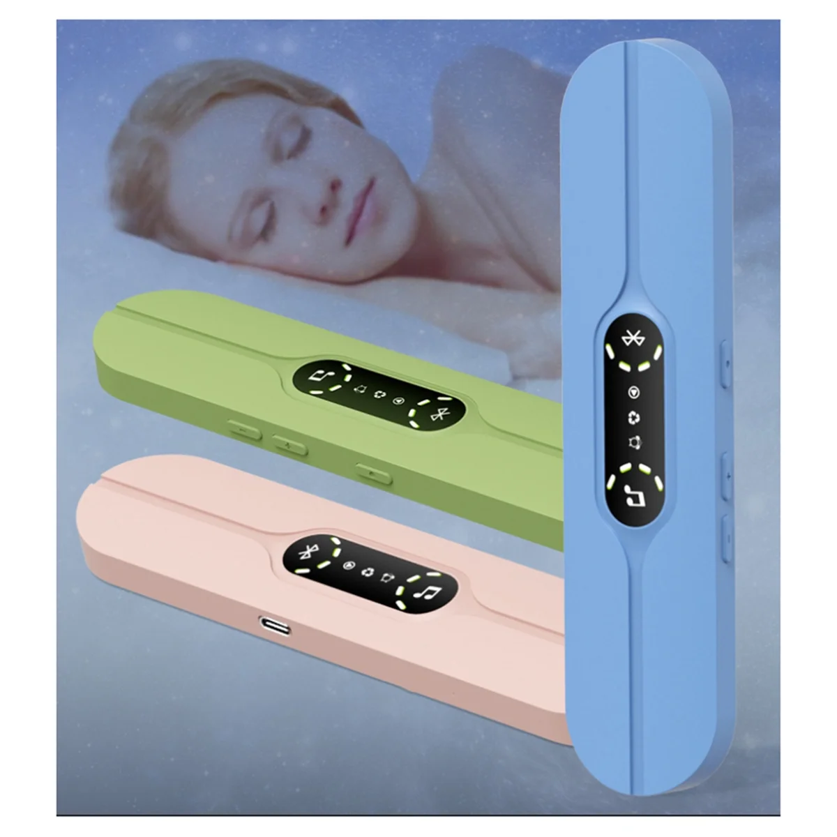 Yours Caja de música inalámbrica Bluetooth de conducción ósea Altavoz para dormir Pantalla LED Almohada para dormir Altavoz pequeño Bluetooth Azul
