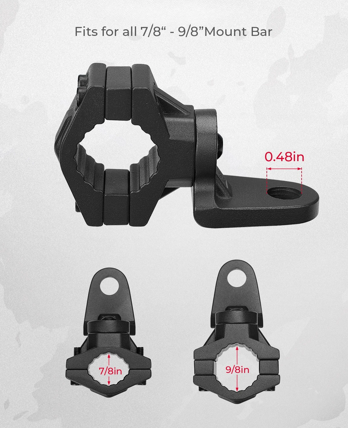

ATV Whip Mount Heavy Duty Light Flag Mounts Fit for 0.875"-1.125" Handlebar Rack Bar for ATV E-Bike 360° Rotating Flag Hole