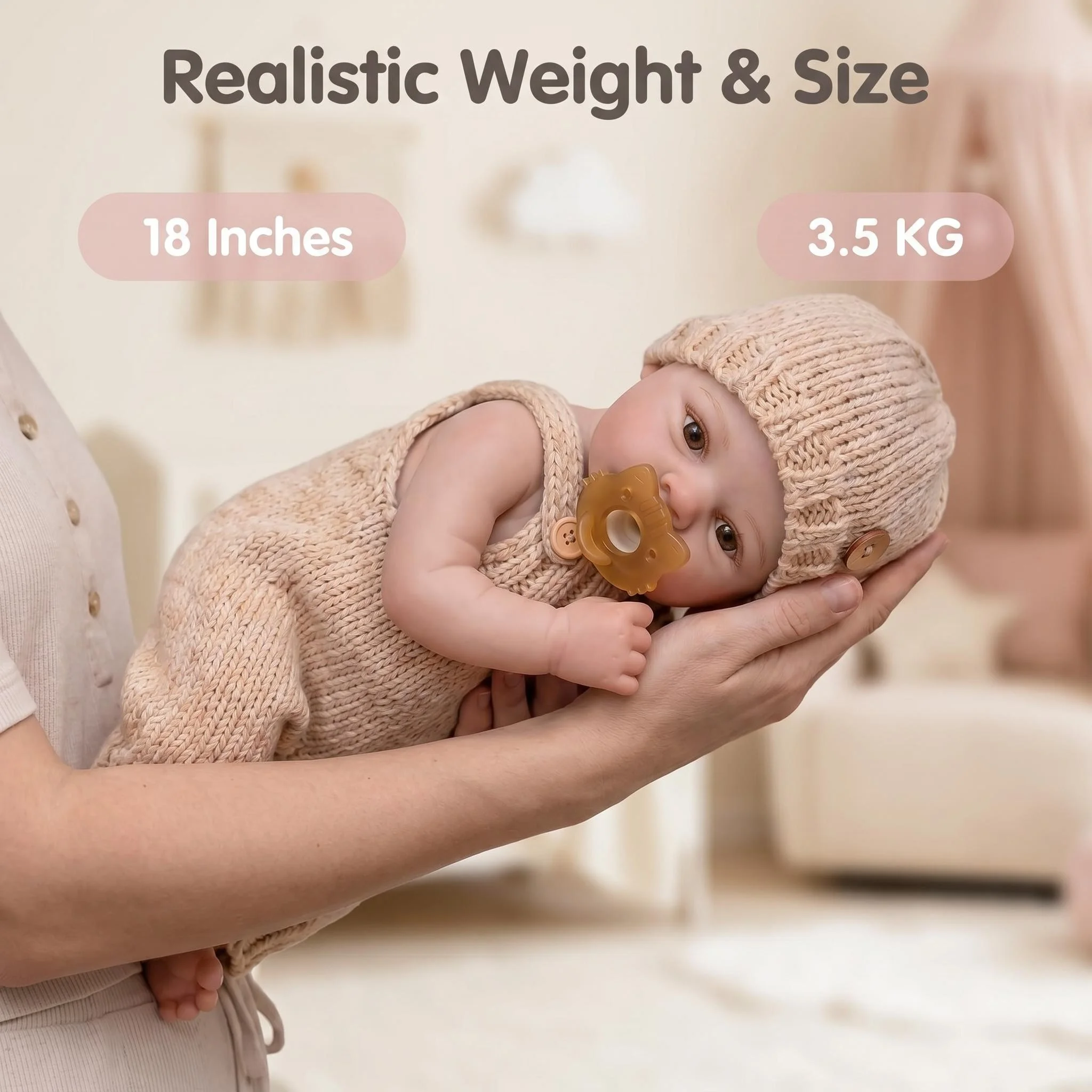 NPK 18inch Awake Loulou Mouth can Open Super Soft Solid Platinum Silione Squishy  Super Soft Elastic Feel Silicone Version Doll