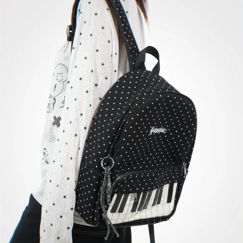 حقيبة ظهر للطلاب من Piano Key Polka Dot جديدة أنيقة وبسيطة ومتعددة الاستخدامات وخفيفة الوزن وسعة كبيرة على الطراز القديم للجنسين حقيبة ظهر للكمبيوتر المحمول #3