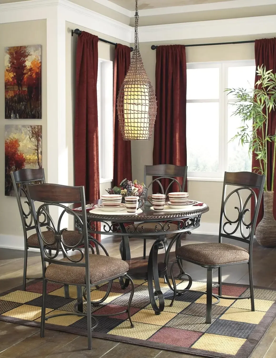 Glambrey Old World Dining Chair with Cushion, 4 Count,, Brown